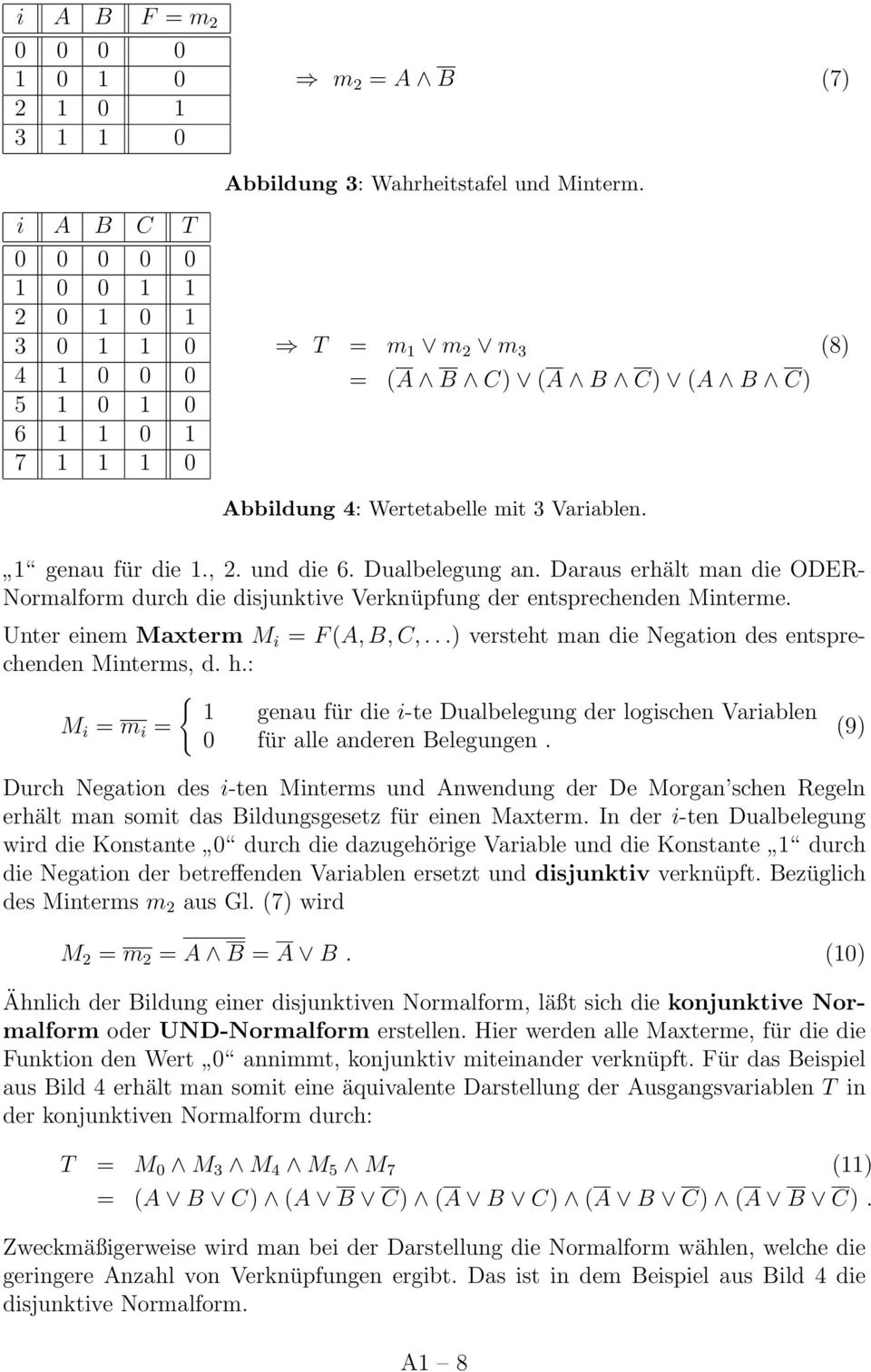 ualbelegung an. araus erhält man die OER- Normalform durch die disjunktive Verknüpfung der entsprechenden Minterme. Unter einem Maxterm M i = F (,,,.