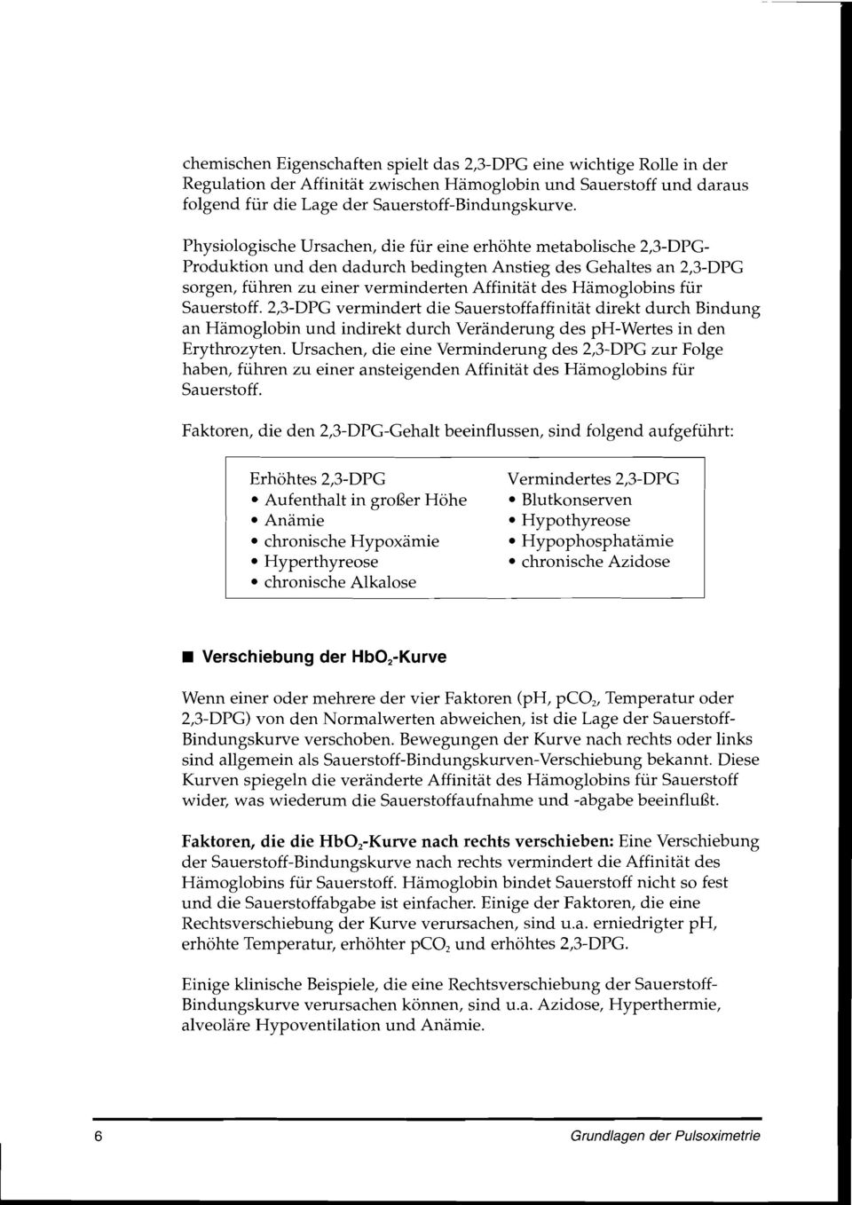 für Sauerstoff. 2,3-DPG vermindert die Sauerstoffaffinität direkt durch Bindung an Hämoglobin und indirekt durch Veränderung des ph-wertes in den Erythrozyten.