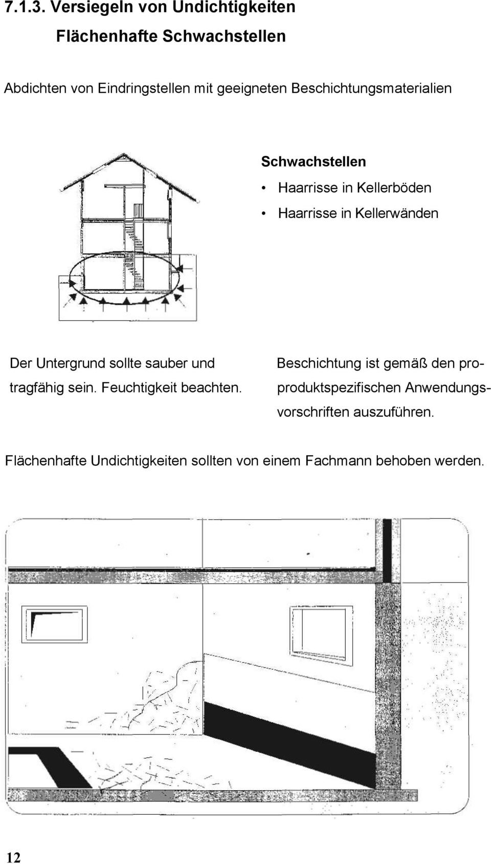 Beschichtungsmaterialien Schwachstellen Haarrisse in Kellerböden Haarrisse in Kellerwänden Der Untergrund