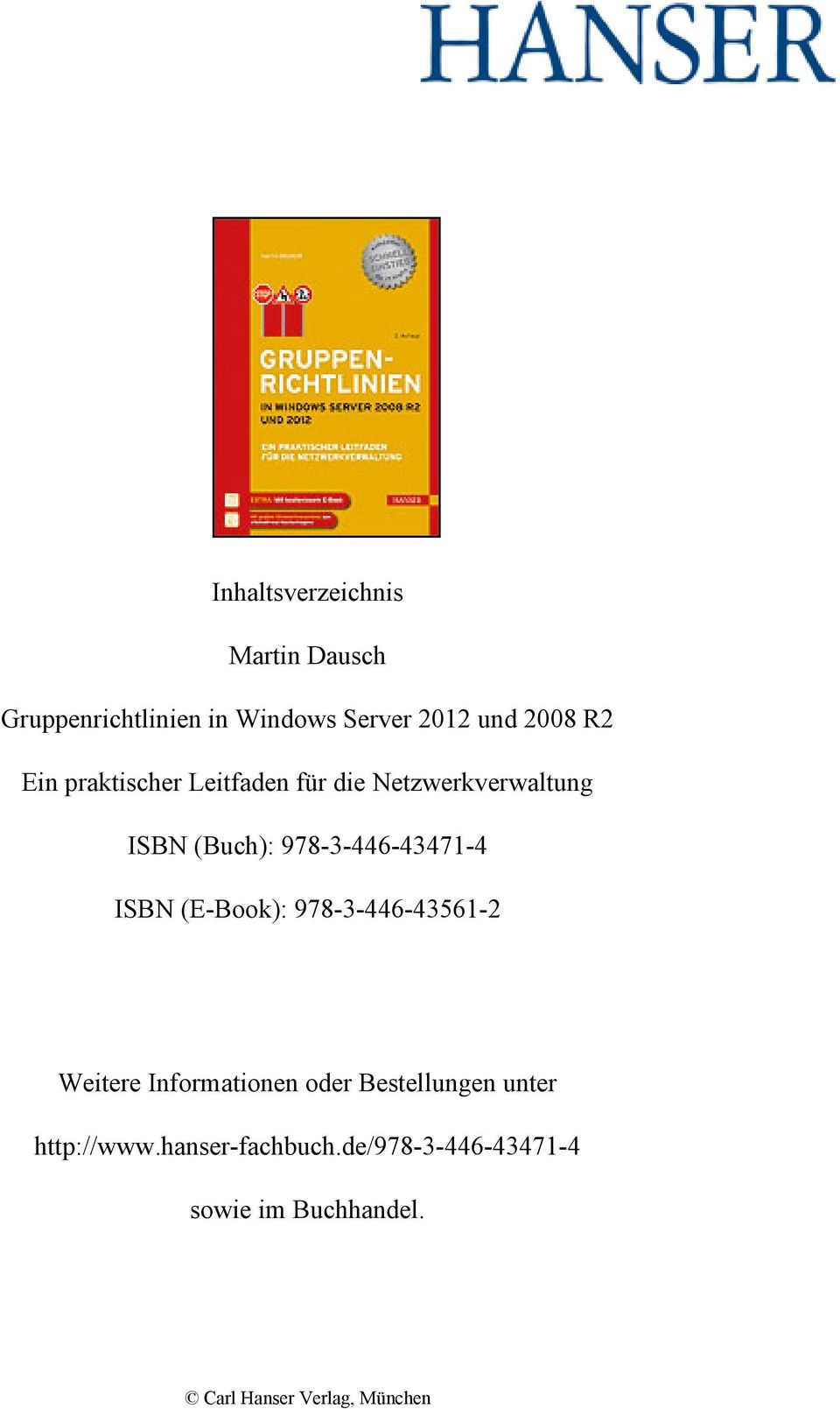 ISBN (E-Book): 978-3-446-43561-2 Weitere Informationen oder Bestellungen unter