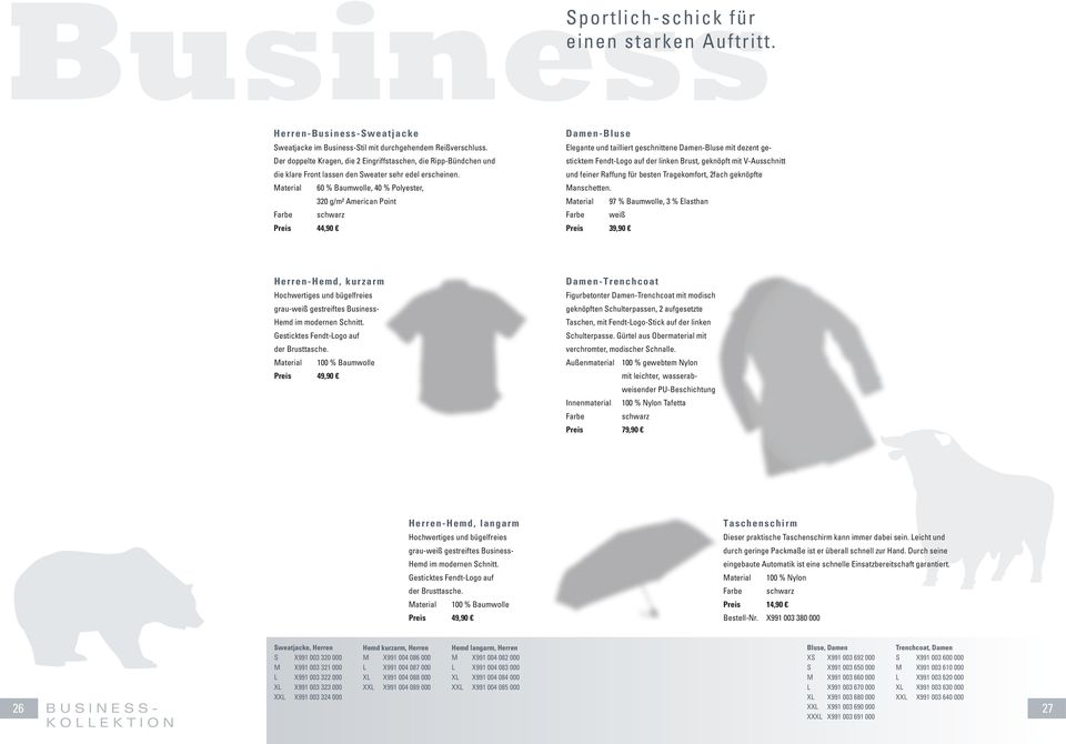 60 % Baumwolle, 40 % Polyester, 320 g/m² American Point schwarz Preis 44,90 Damen-Bluse Elegante und tailliert geschnittene Damen-Bluse mit dezent gesticktem Fendt-Logo auf der linken Brust, geknöpft