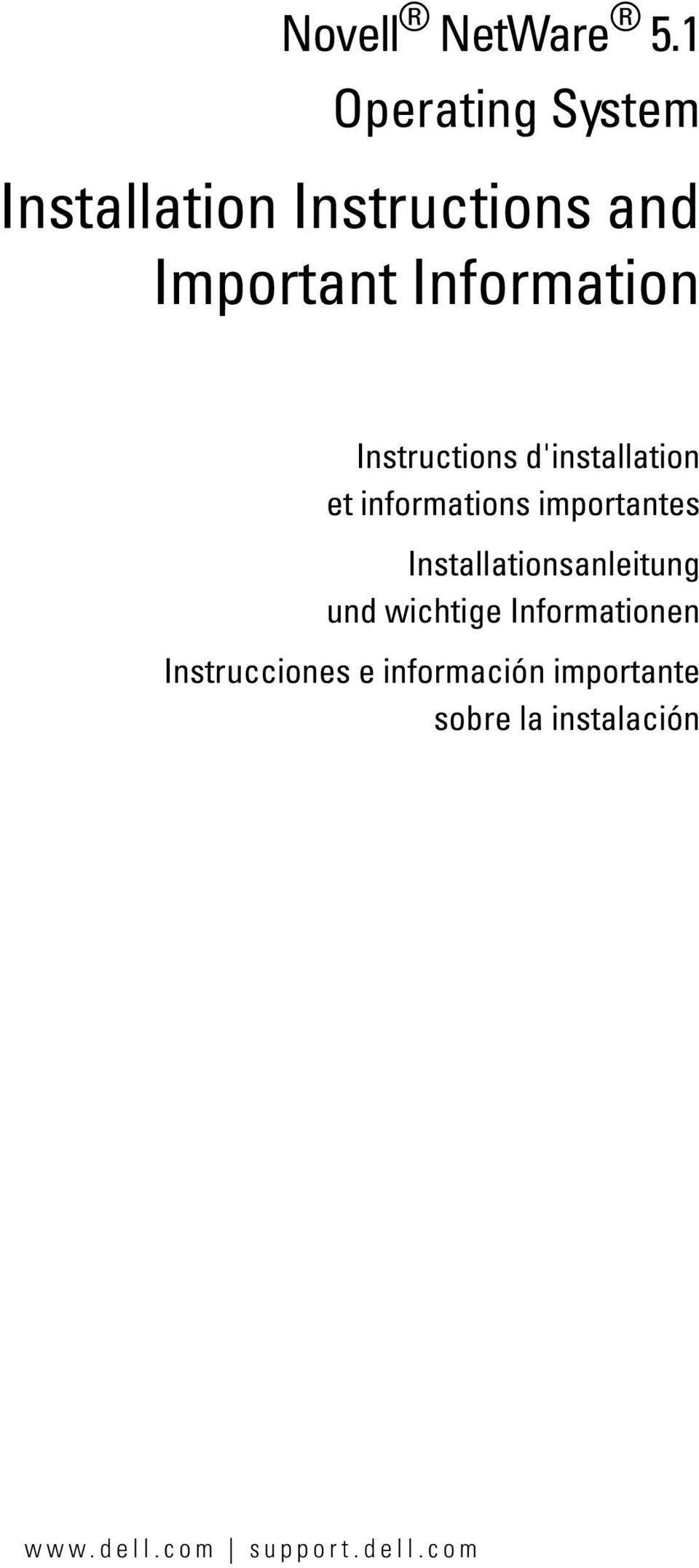 Instructions d'installation et informations importantes