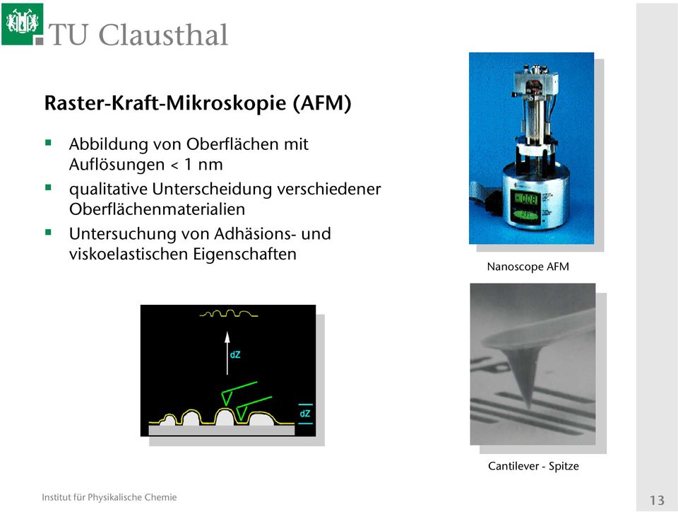 Oberflächenmaterialien Untersuchung von Adhäsions- und