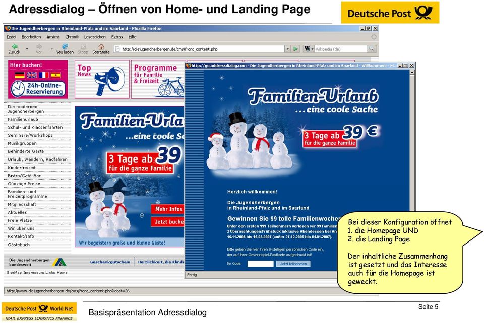 die Landing Page Der inhaltliche Zusammenhang ist