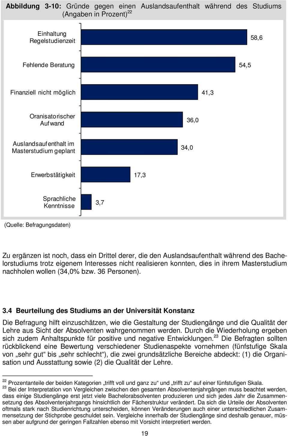 die den Auslandsaufenthalt während des Bachelorstudiums trotz eigenem Interesses nicht realisieren konnten, dies in ihrem Masterstudium nachholen wollen (34,0% bzw. 36