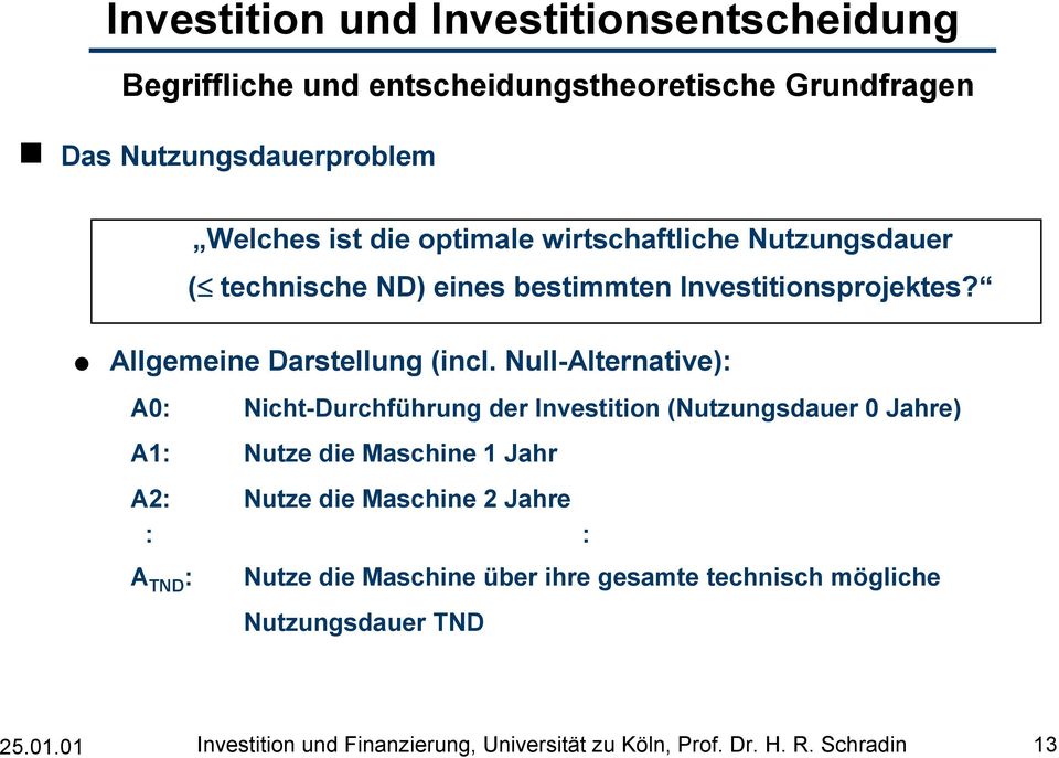 Investitionsprojektes? Allgemeine Darstellung (incl.