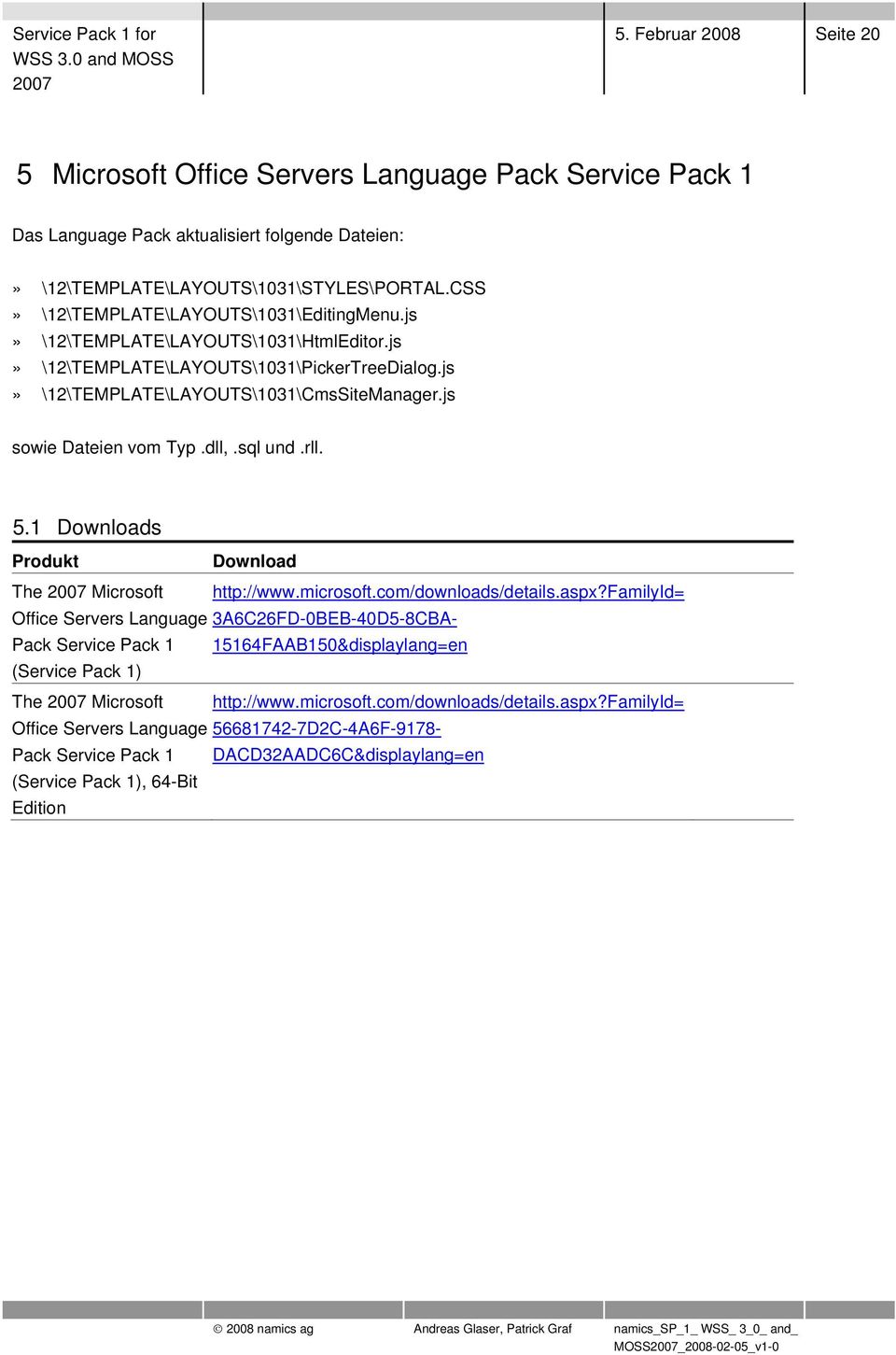 js sowie Dateien vom Typ.dll,.sql und.rll. 5.1 Downloads Produkt Download The Microsoft http://www.microsoft.com/downloads/details.aspx?