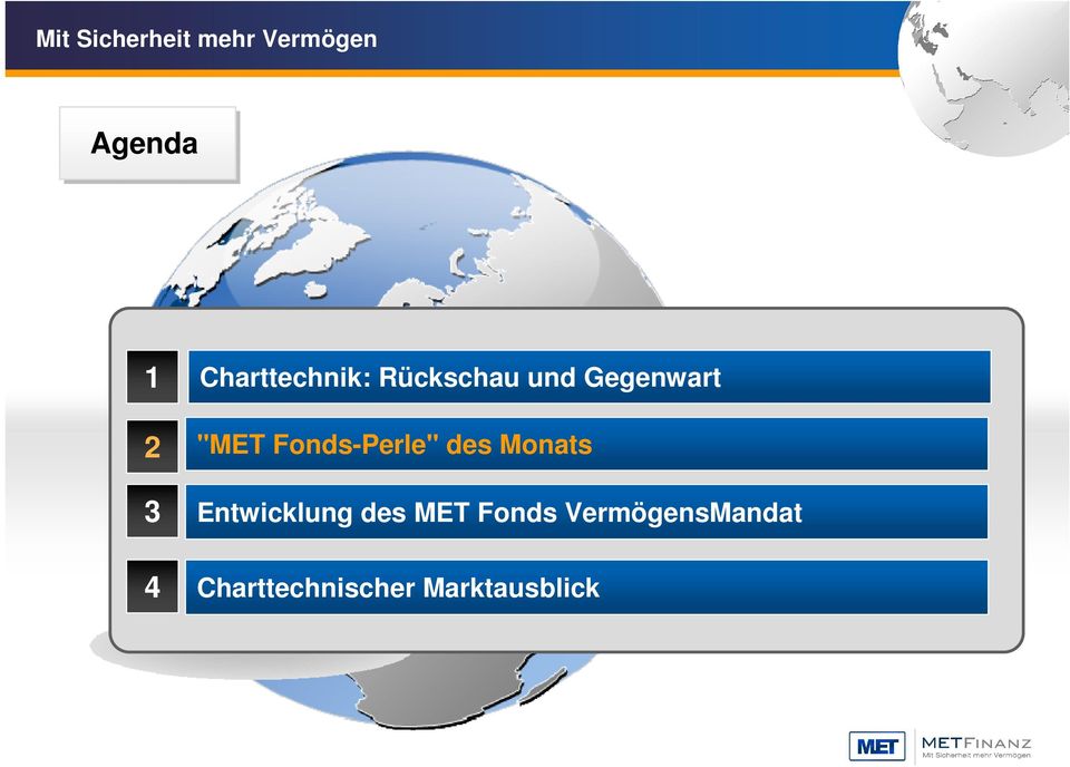 Monats Entwicklung des MET Fonds