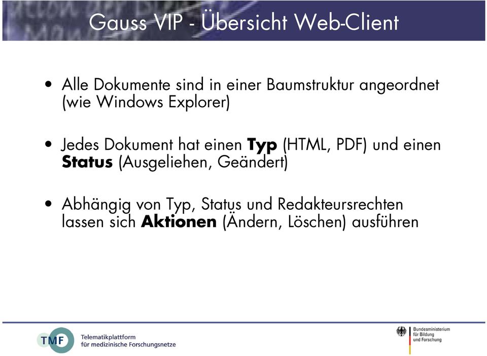 Typ (HTML, PDF) und einen Status (Ausgeliehen, Geändert) Abhängig von