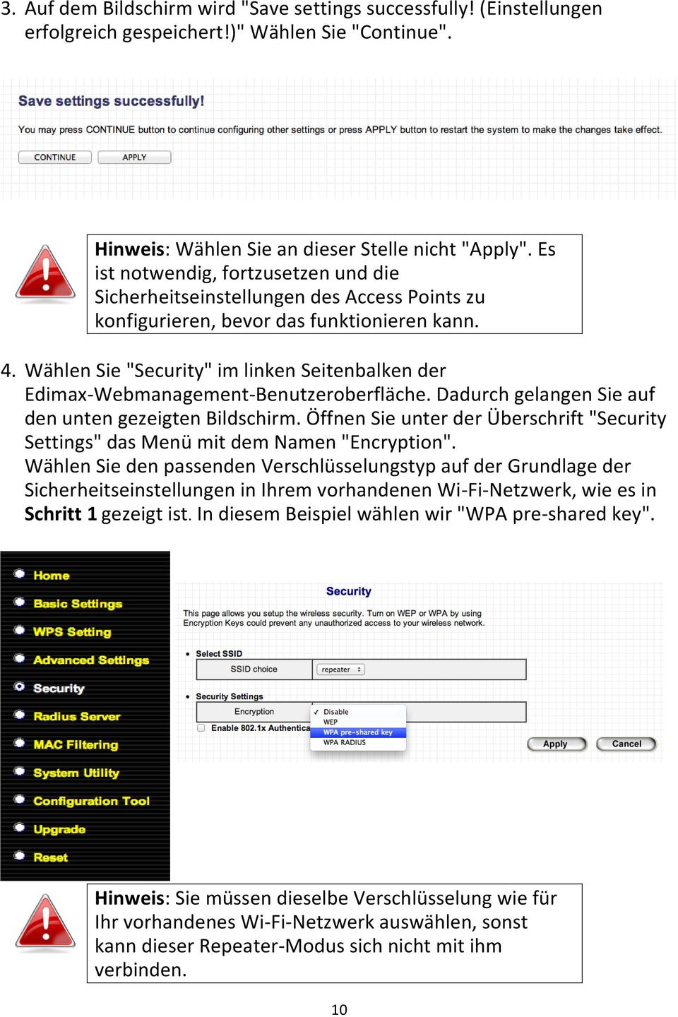 Wählen Sie "Security" im linken Seitenbalken der Edimax-Webmanagement-Benutzeroberfläche. Dadurch gelangen Sie auf den unten gezeigten Bildschirm.