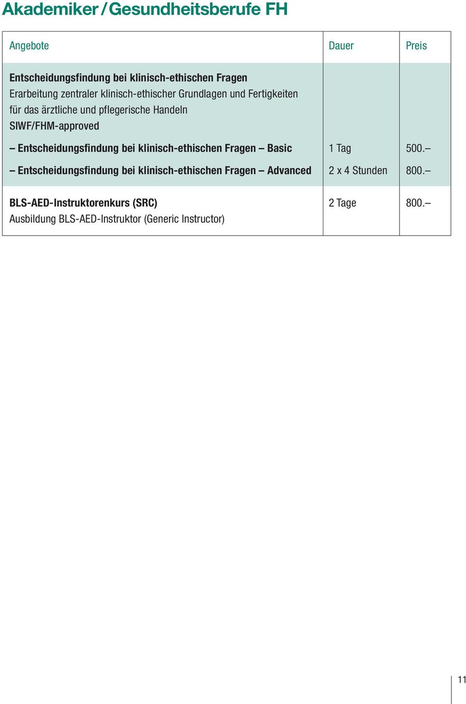 Entscheidungsfindung bei klinisch-ethischen Fragen Basic 1 Tag 500.