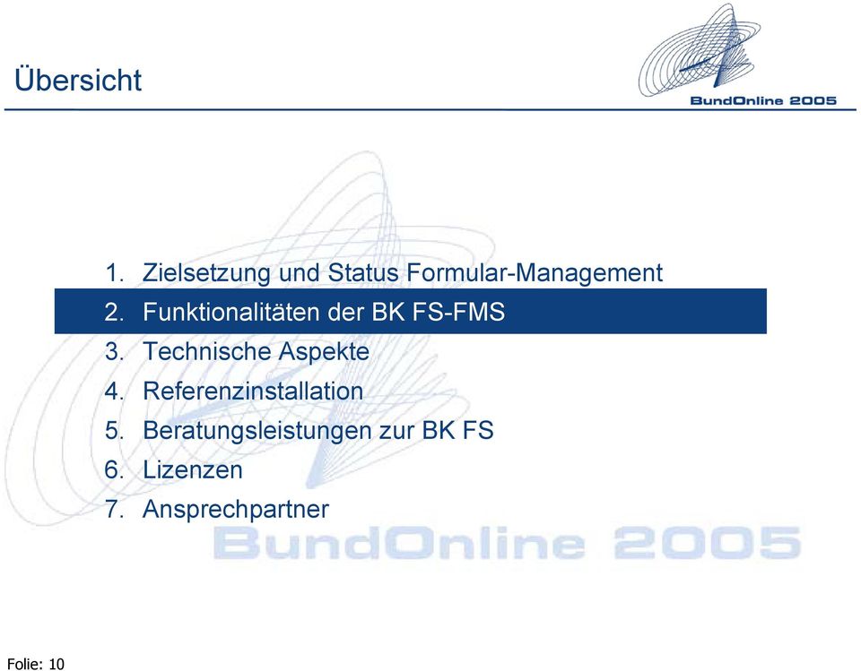 Funktionalitäten der BK FS-FMS 3.