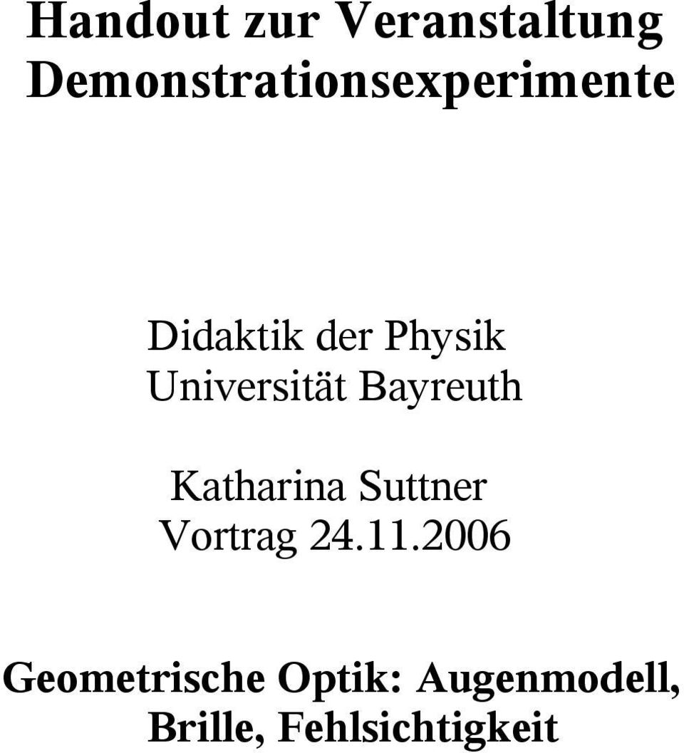 Universität Bayreuth Katharina Suttner Vortrag