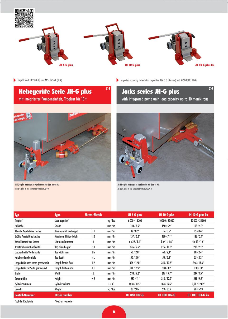 plus in use combined with our JL 9 K JH 15 G plus im Einsatz in Kombination mit dem JL 9 K JH 15 G plus in use combined with our JL 9 K Typ Type Skizze/Sketch JH 6 G plus JH 10 G plus JH 10 G plus ku