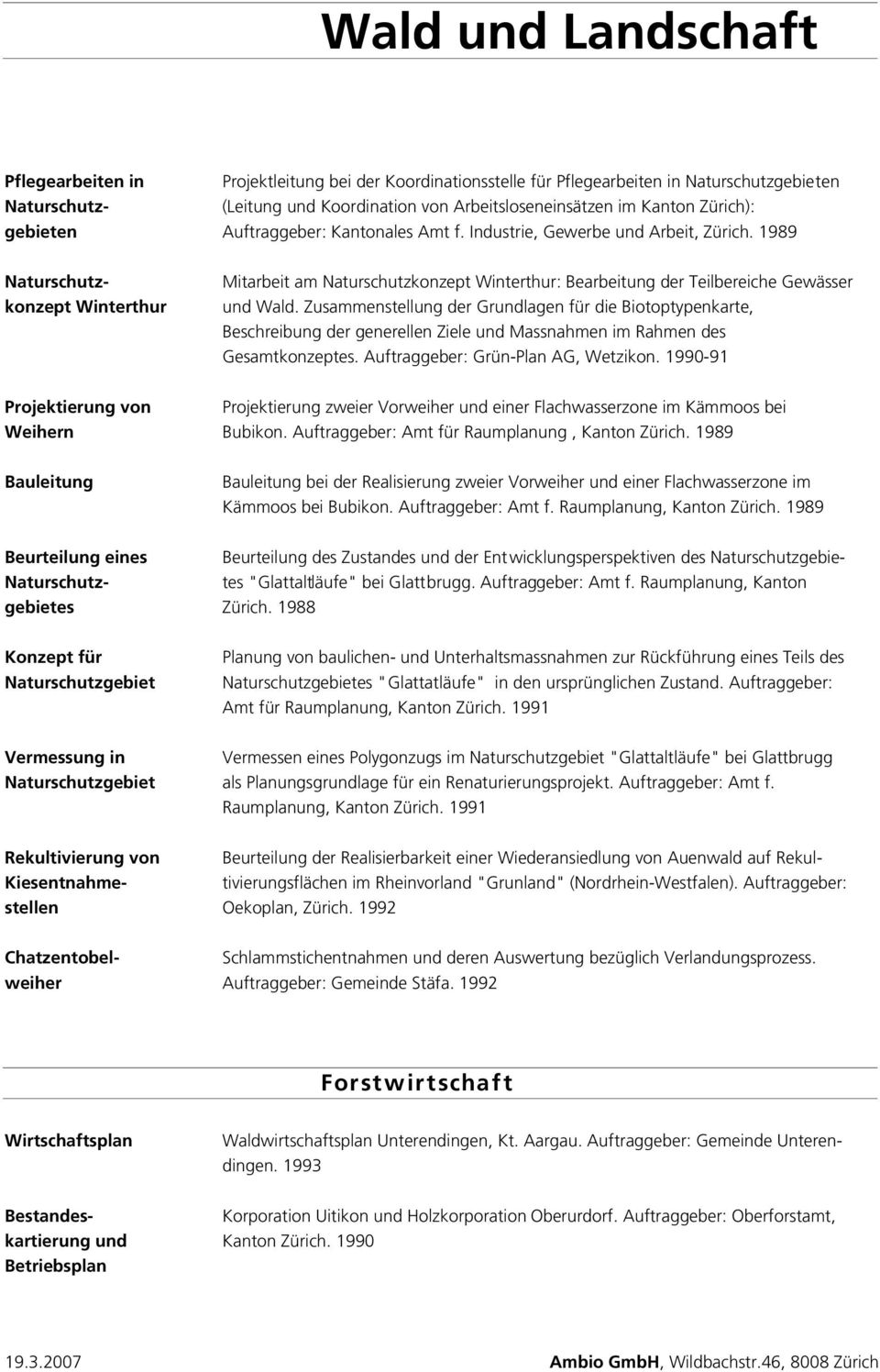 Arbeitsloseneinsätzen im Kanton Zürich): Auftraggeber: Kantonales Amt f. Industrie, Gewerbe und Arbeit, Zürich.