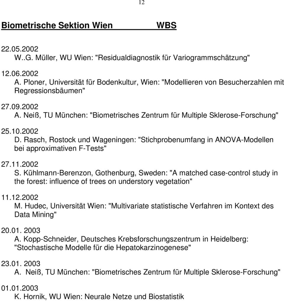 Rasch, Rostock und Wageningen: "Stichprobenumfang in ANOVA-Modellen bei approximativen F-Tests" 27.11.2002 S.