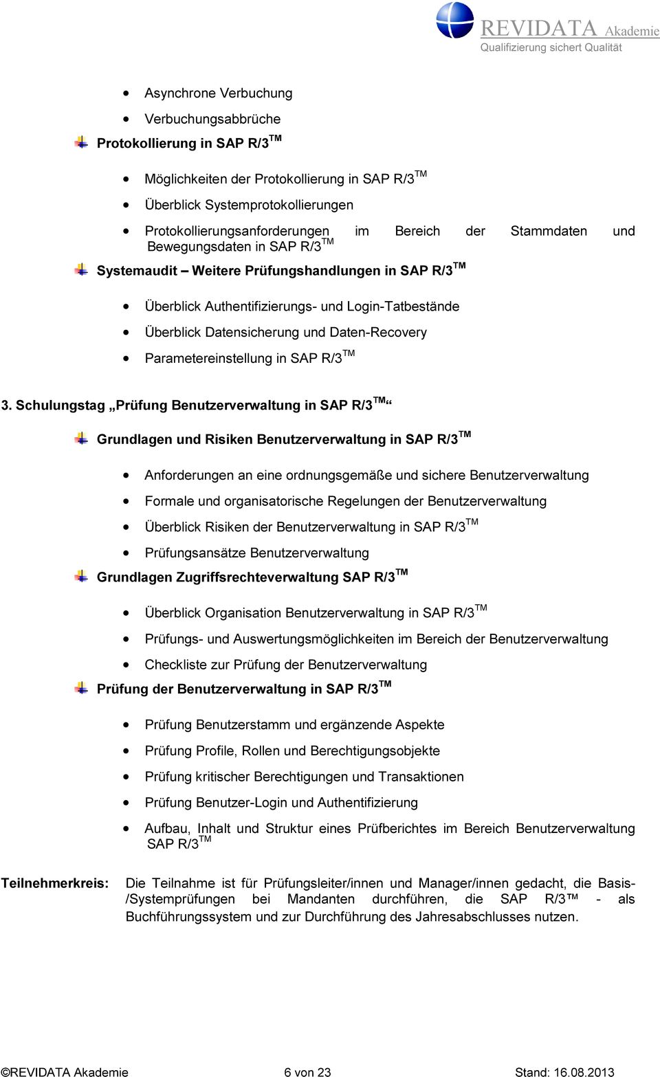Parametereinstellung in SAP R/3 TM 3.