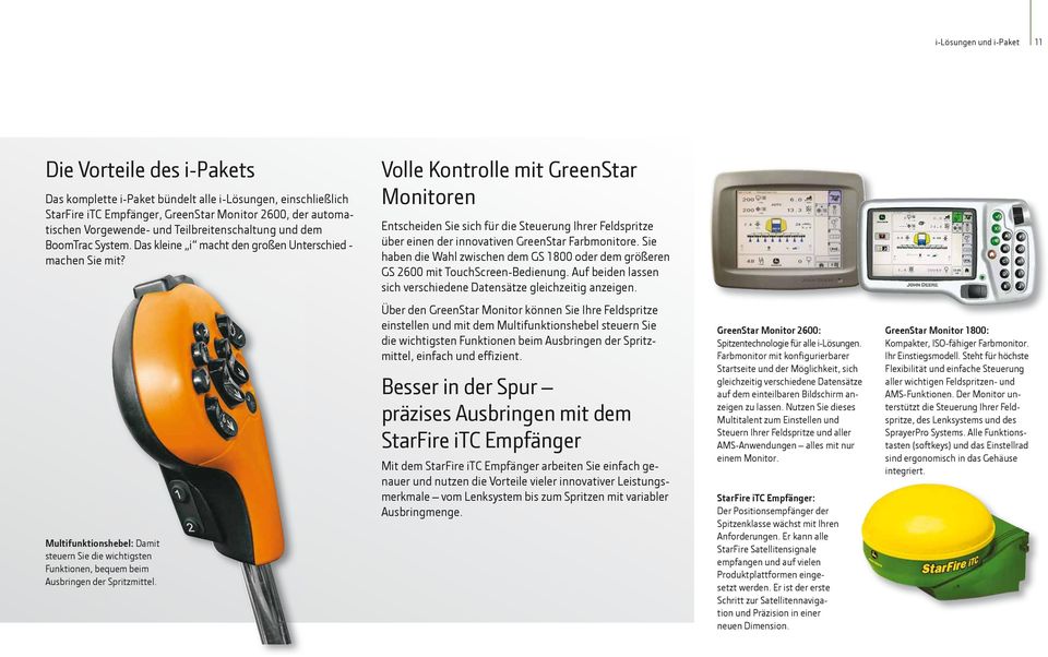 Volle Kontrolle mit GreenStar Monitoren Entscheiden Sie sich für die Steuerung Ihrer Feldspritze über einen der innovativen GreenStar Farbmonitore.