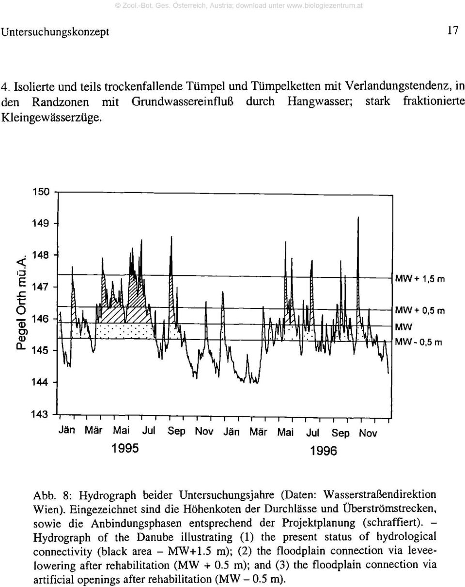 1995 1996 Abb. 8: Hydrograph beider Untersuchungsjahre (Daten: Wasserstraßendirektion Wien).
