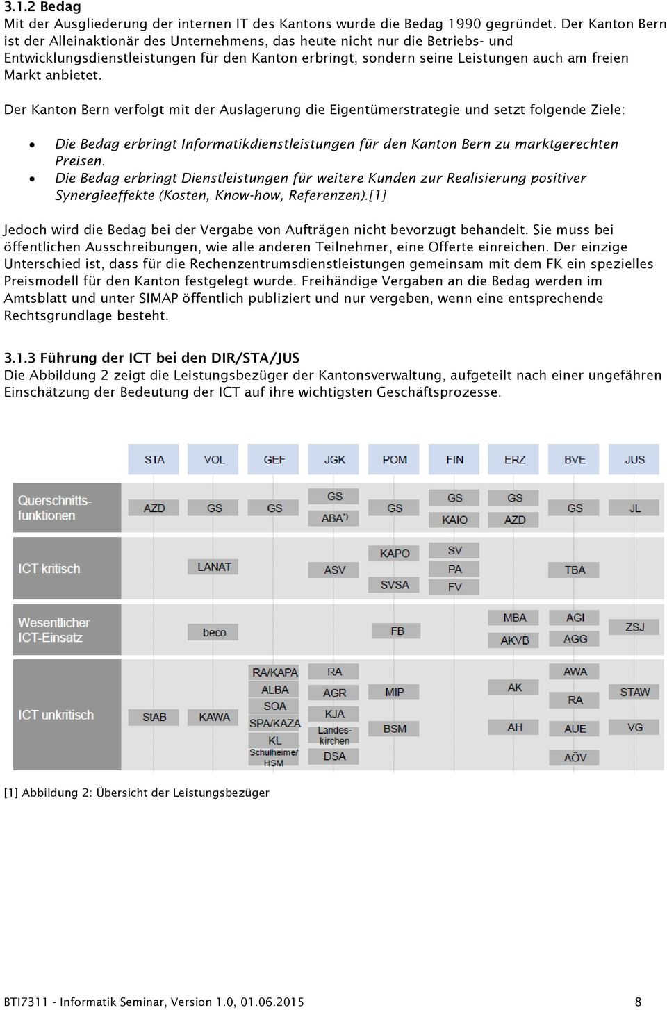 anbietet. Der Kanton Bern verfolgt mit der Auslagerung die Eigentümerstrategie und setzt folgende Ziele: Die Bedag erbringt Informatikdienstleistungen für den Kanton Bern zu marktgerechten Preisen.