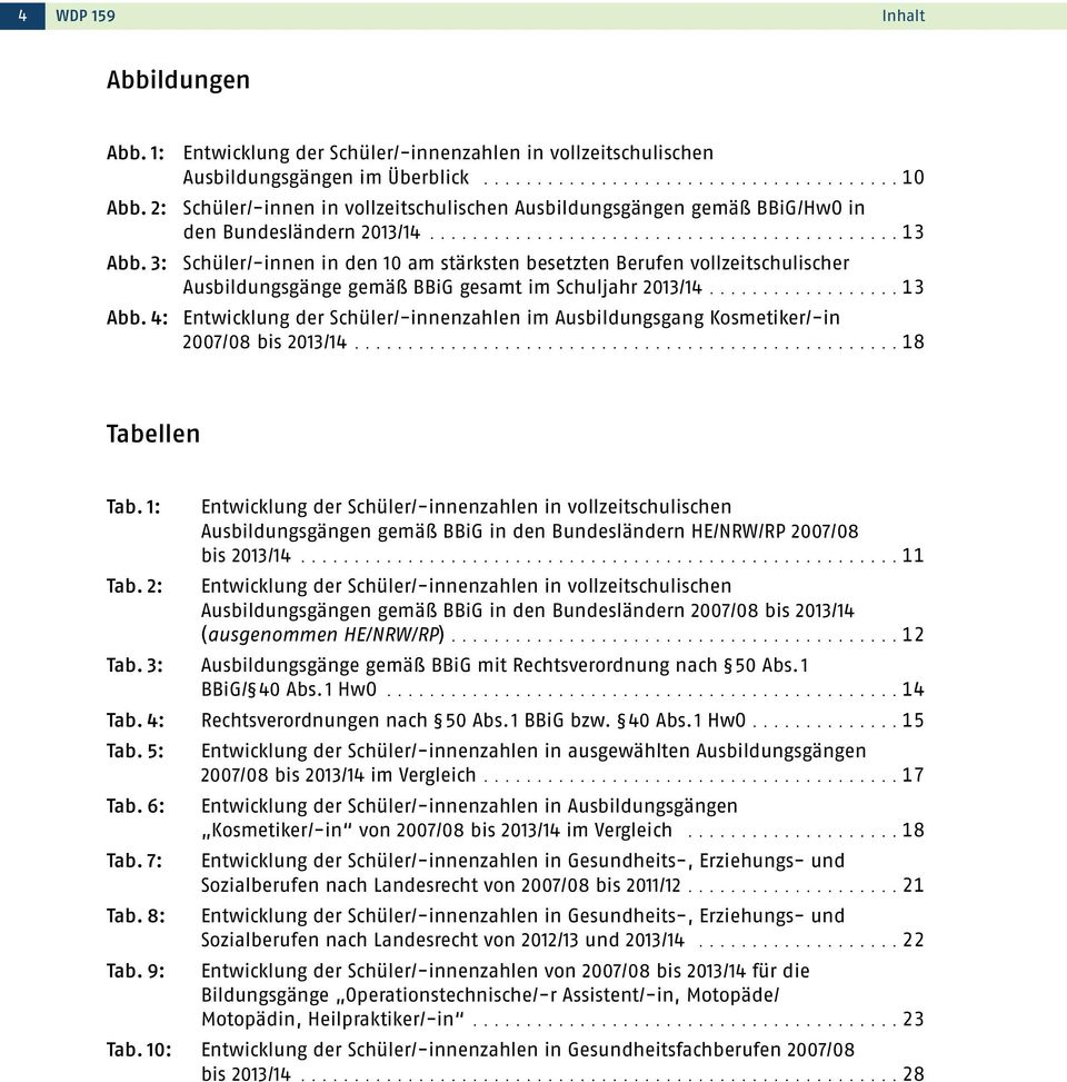 .. 13 Schüler/-innen in den 10 am stärksten besetzten Berufen vollzeitschulischer Ausbildungsgänge gemäß BBiG gesamt im Schuljahr 2013/14.... 13 Abb.