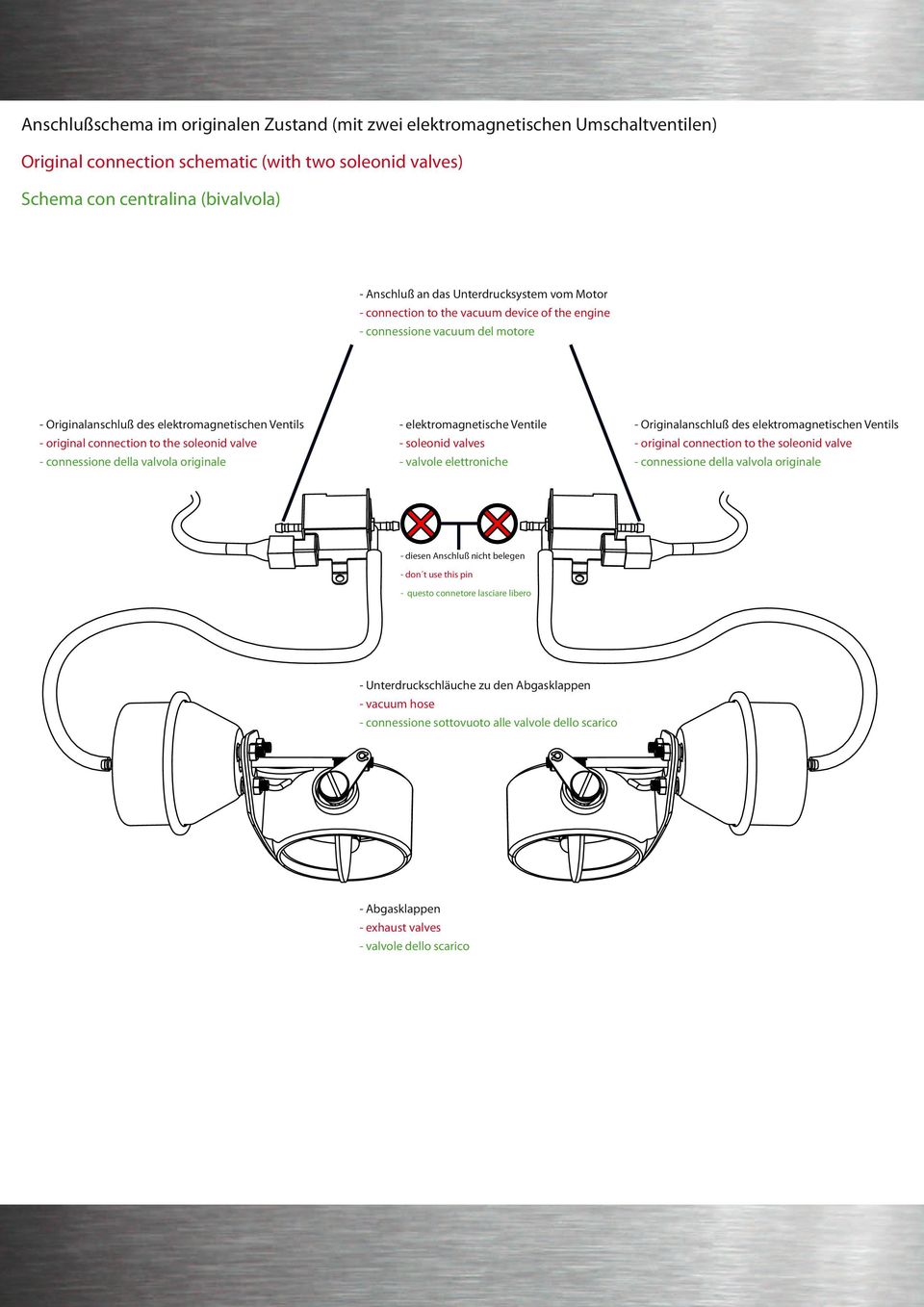 valve - connessione della valvola originale - elektromagnetische Ventile - soleonid valves - valvole elettroniche - Originalanschluß des elektromagnetischen Ventils - original connection to the