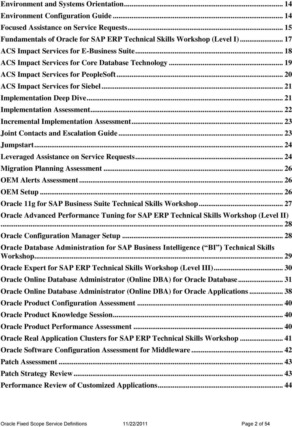 .. 21 Implementation Deep Dive... 21 Implementation Assessment... 22 Incremental Implementation Assessment... 23 Joint Contacts and Escalation Guide... 23 Jumpstart.