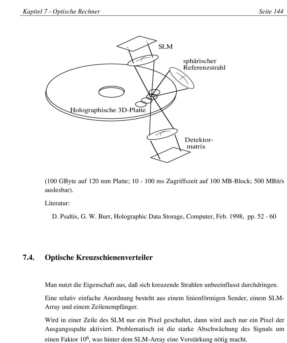 Optische Kreuzschienenverteiler Man nutzt die Eigenschaft aus, daß sich kreuzende Strahlen unbeeinflusst durchdringen.