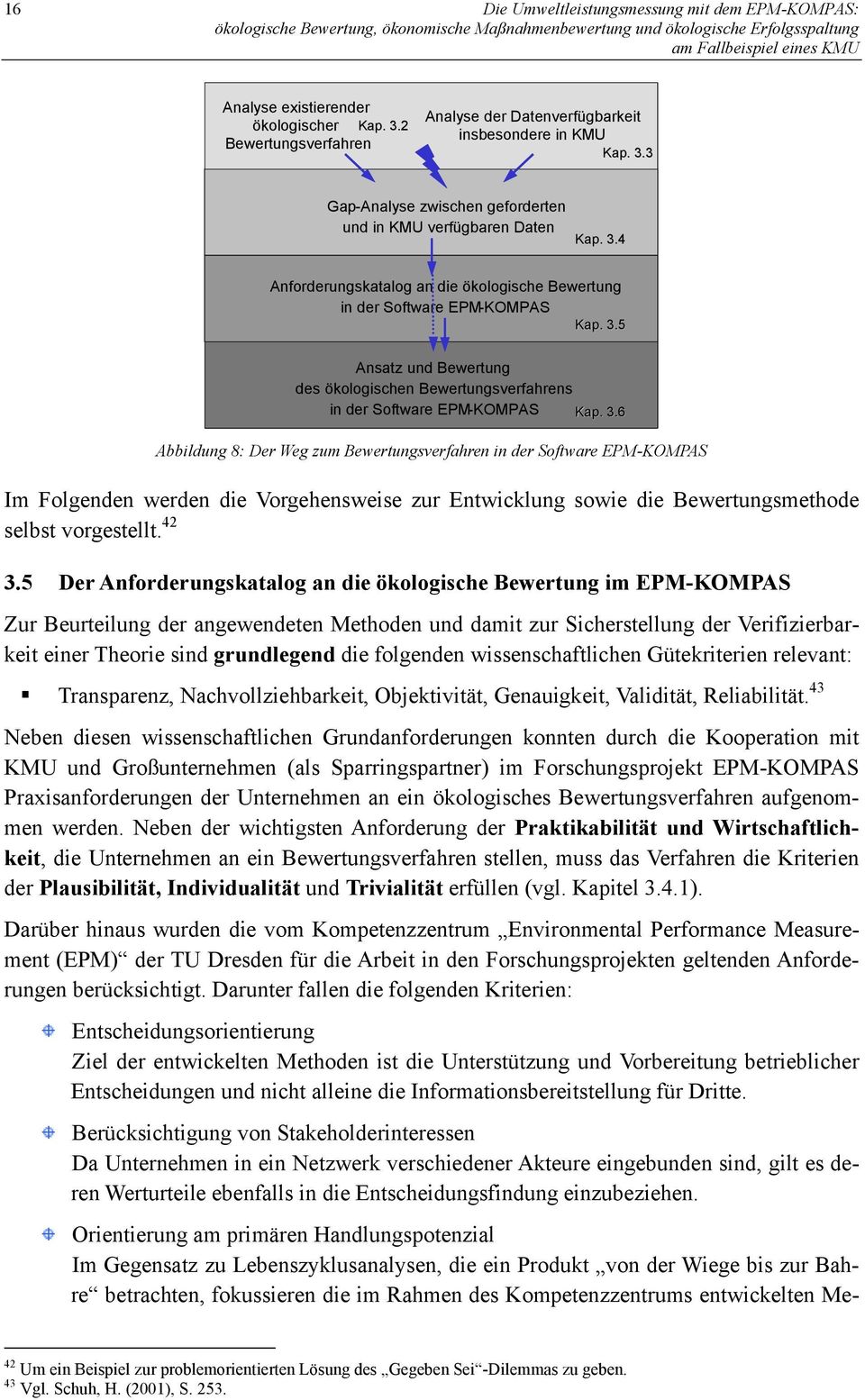 42 3.5 Der Anforderungskatalog an die ökologische Bewertung im EPM-KOMPAS Zur Beurteilung der angewendeten Methoden und damit zur Sicherstellung der Verifizierbarkeit einer Theorie sind grundlegend