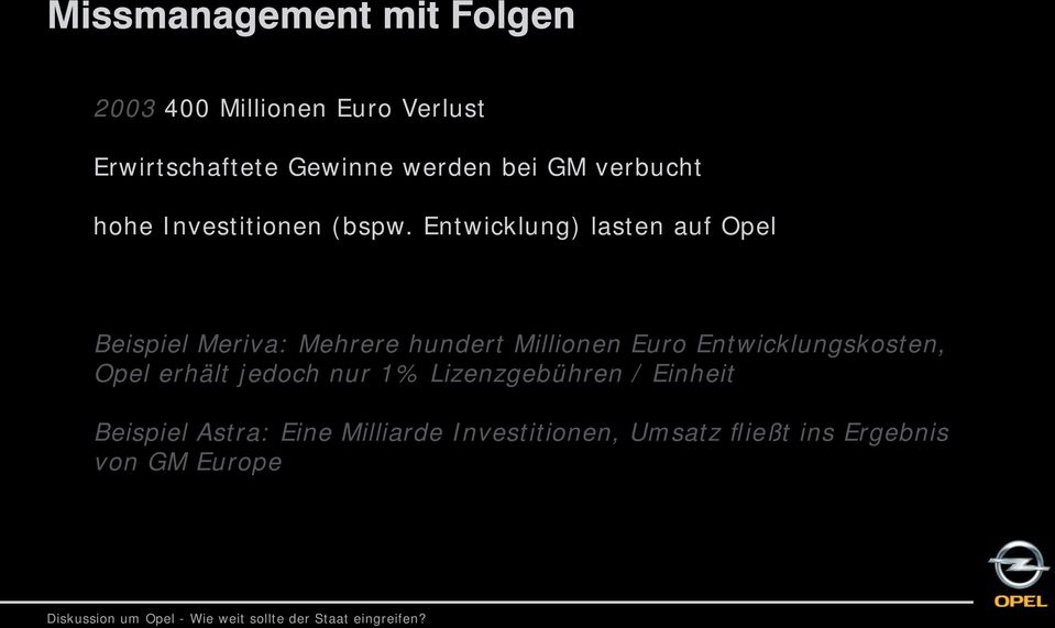 Entwicklung) lasten auf Opel Beispiel Meriva: Mehrere hundert Millionen Euro