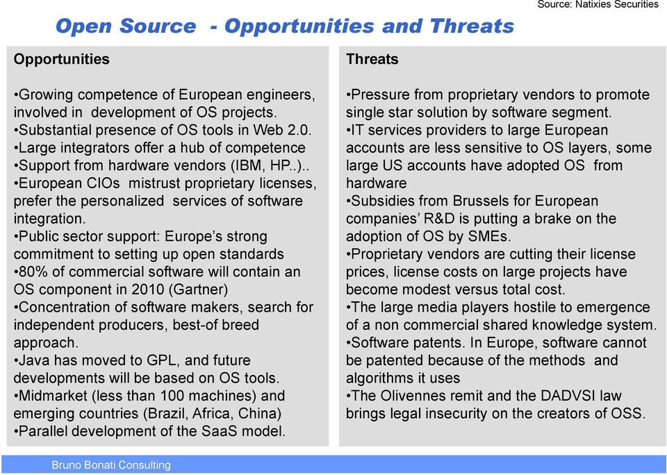 . European CIOs mistrust proprietary licenses, prefer the personalized services of software integration.