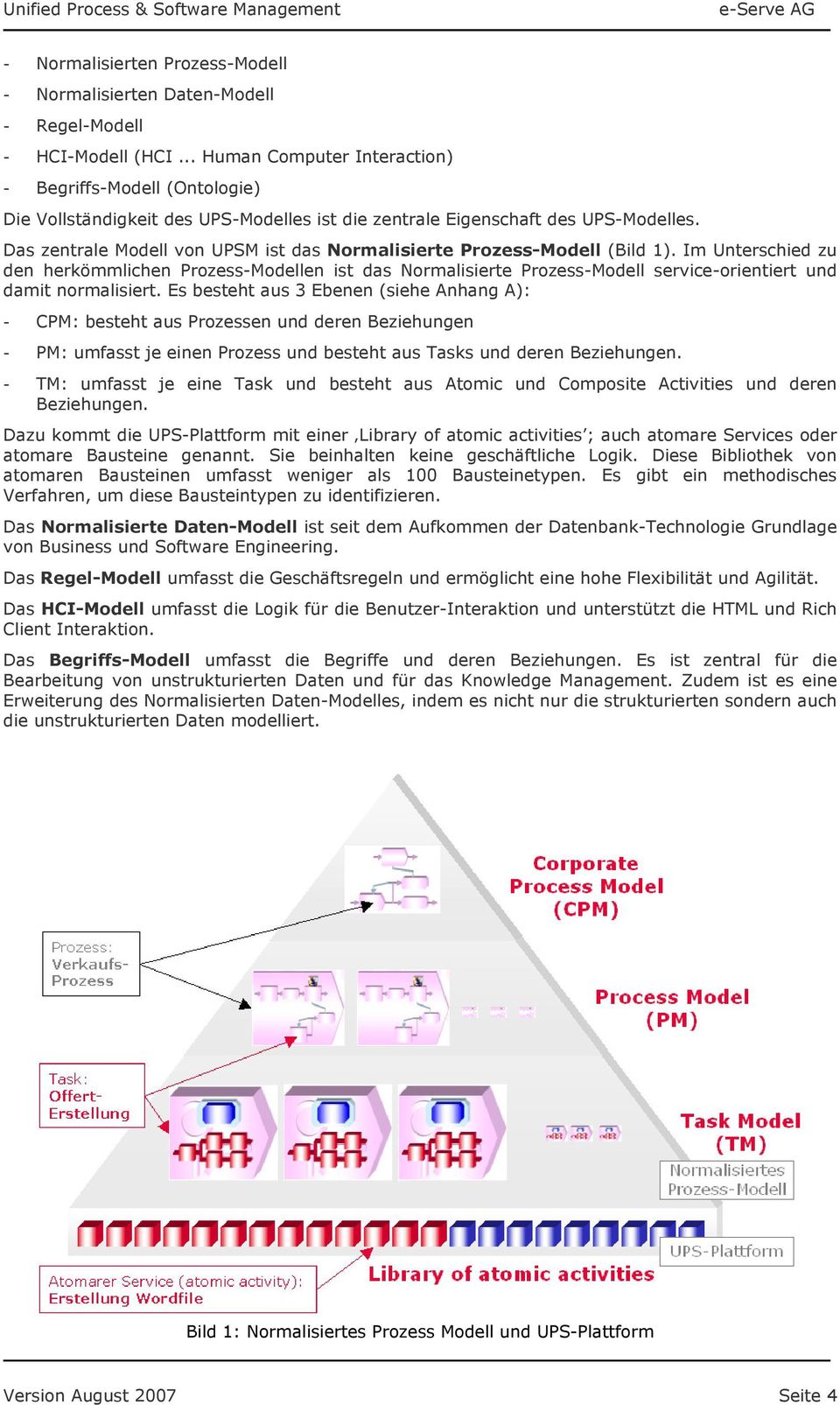 Das zentrale Modell von UPSM ist das Normalisierte Prozess-Modell (Bild 1).