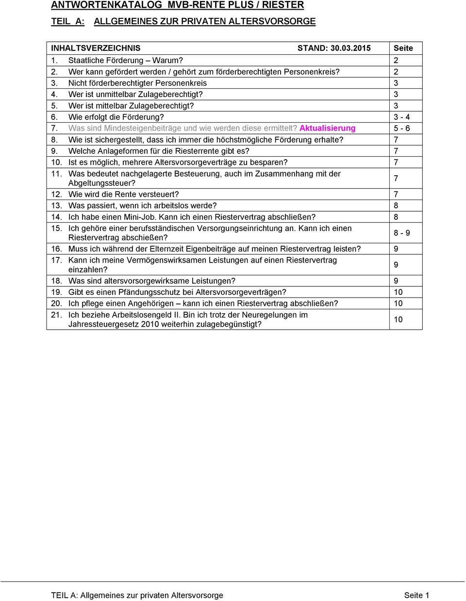 3 6. Wie erfolgt die Förderung? 3-4 7. Was sind Mindesteigenbeiträge und wie werden diese ermittelt? Aktualisierung 5-6 8. Wie ist sichergestellt, dass ich immer die höchstmögliche Förderung erhalte?