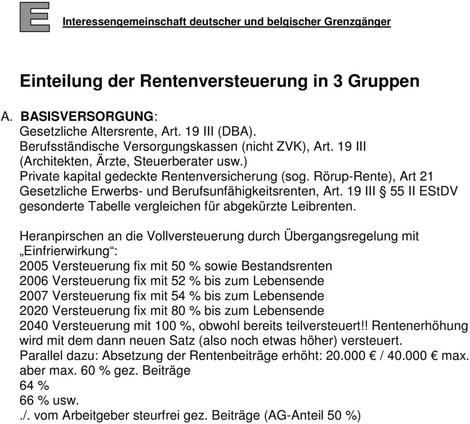 19 III 55 II EStDV gesonderte Tabelle vergleichen für abgekürzte Leibrenten.