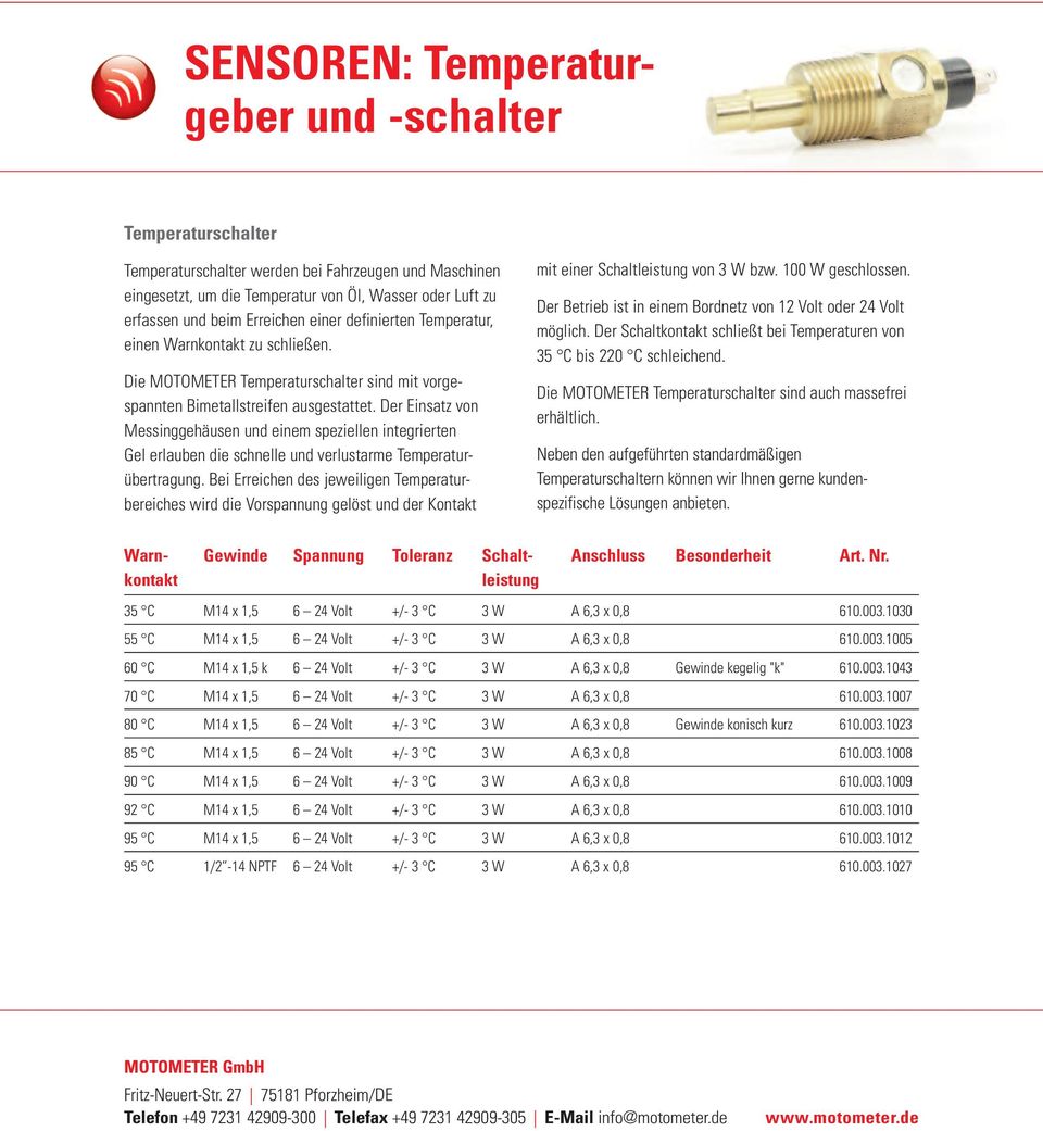 Der Einsatz von Messinggehäusen und einem speziellen integrierten Gel erlauben die schnelle und verlustarme Temperaturübertragung.