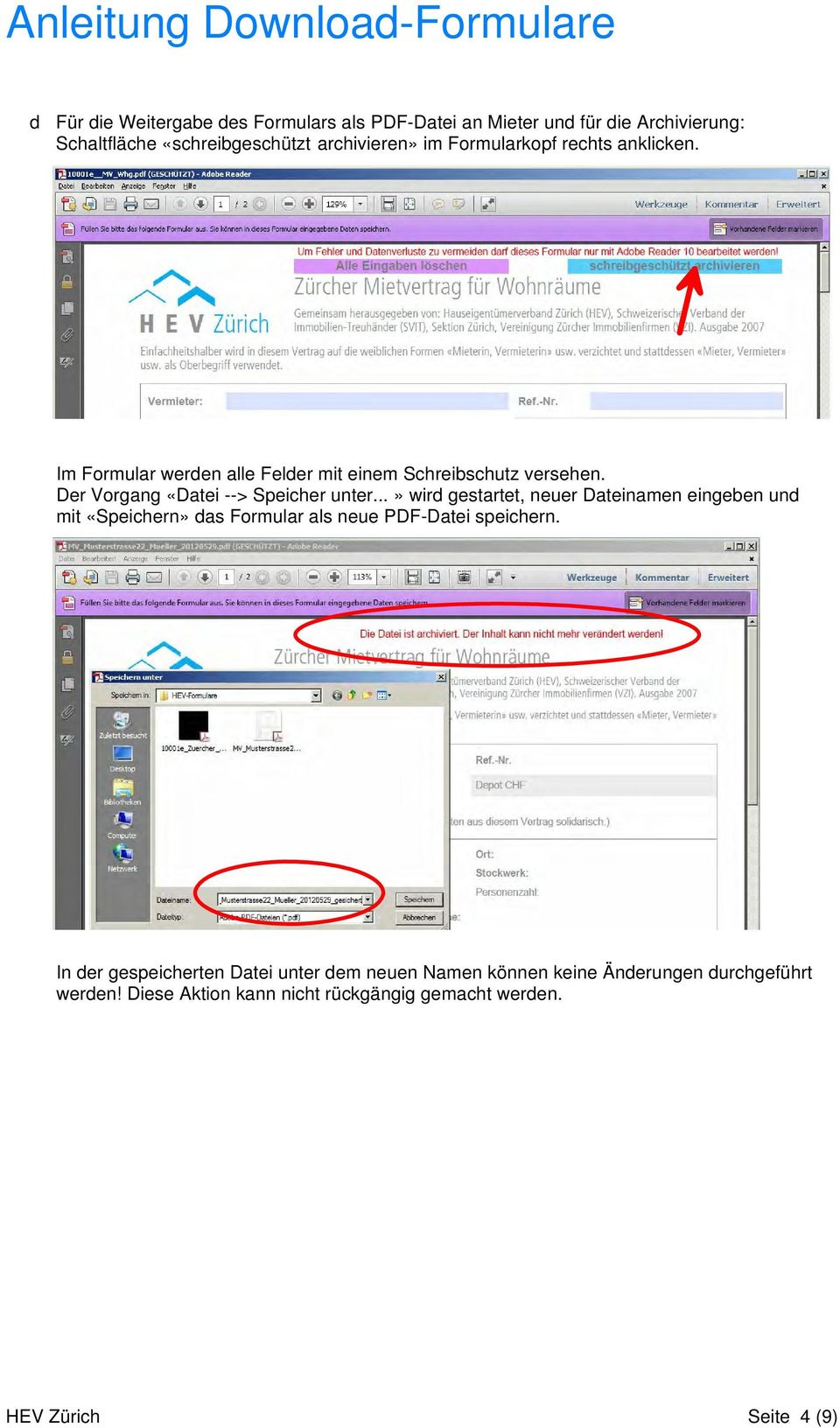 ..» wird gestrtet, neuer Dteinmen eingeben und mit «Speichern» ds Formulr ls neue PDF-Dtei speichern.