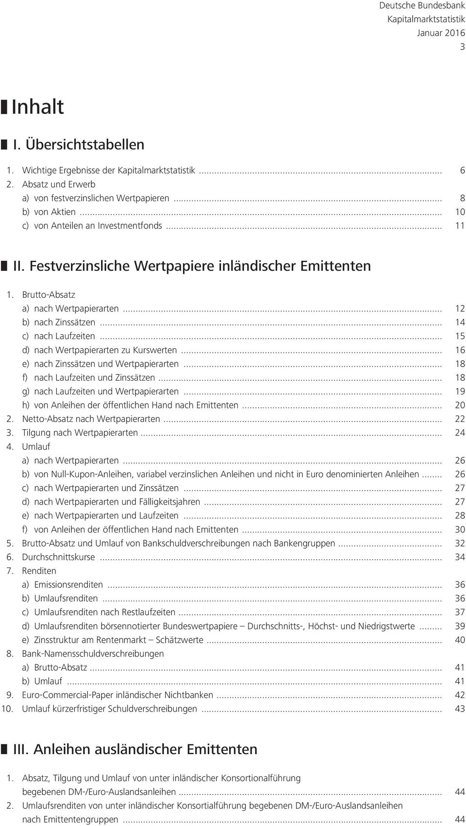 .. 16 e) nach Zinssätzen und Wertpapierarten... 18 f) nach Laufzeiten und Zinssätzen... 18 g) nach Laufzeiten und Wertpapierarten... 19 h) von Anleihen der öffentlichen Hand nach Emittenten... 20 2.