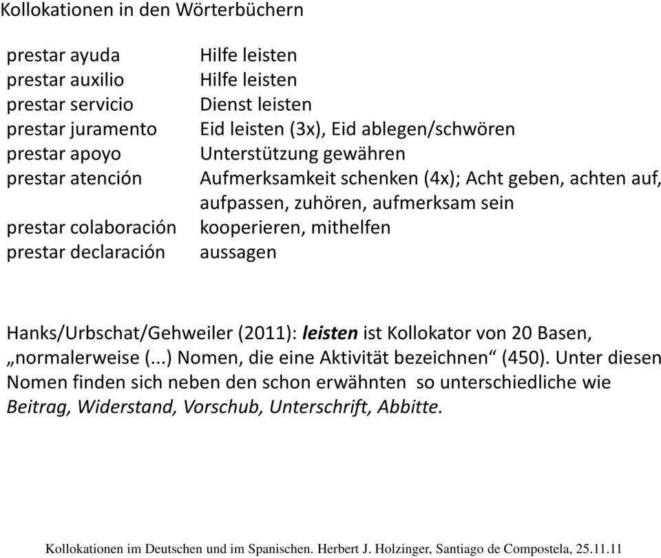 auf, aufpassen, zuhören, aufmerksam sein kooperieren, mithelfen aussagen Hanks/Urbschat/Gehweiler (2011): leisten ist Kollokator von 20 Basen, normalerweise (.