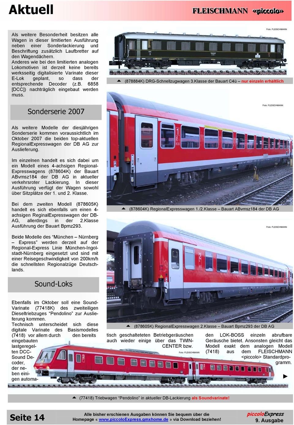 Sonderserie 2007! (878884K) DRG-Schnellzugwagen 3.