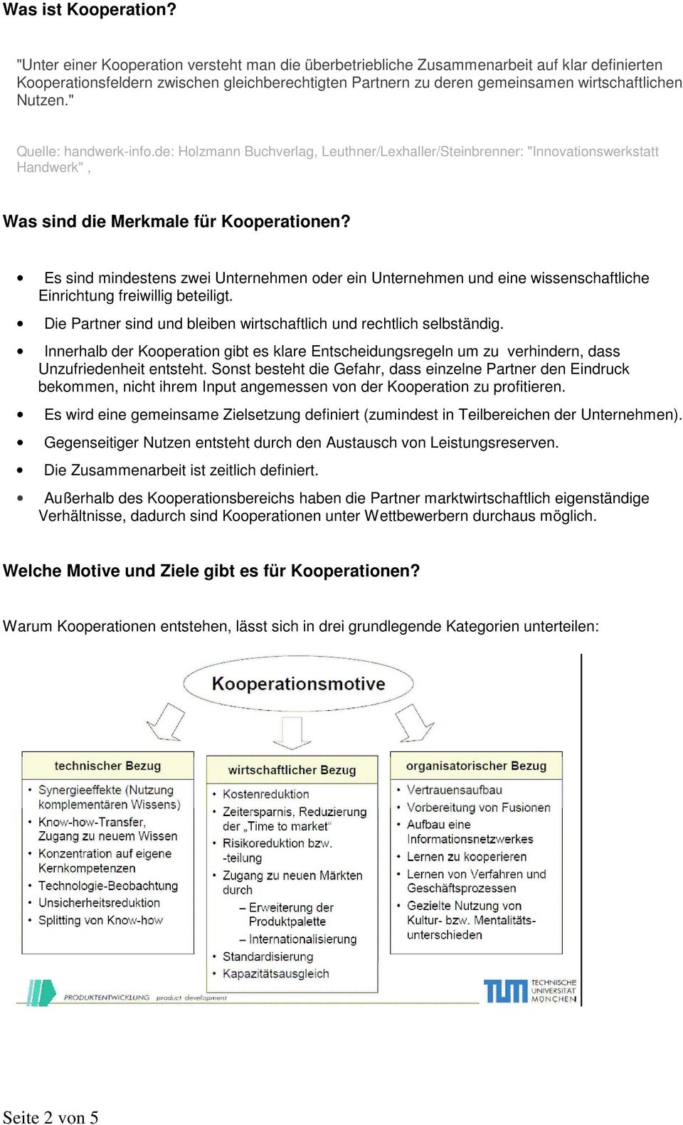 " Quelle: handwerk-info.de: Holzmann Buchverlag, Leuthner/Lexhaller/Steinbrenner: "Innovationswerkstatt Handwerk", Was sind die Merkmale für Kooperationen?