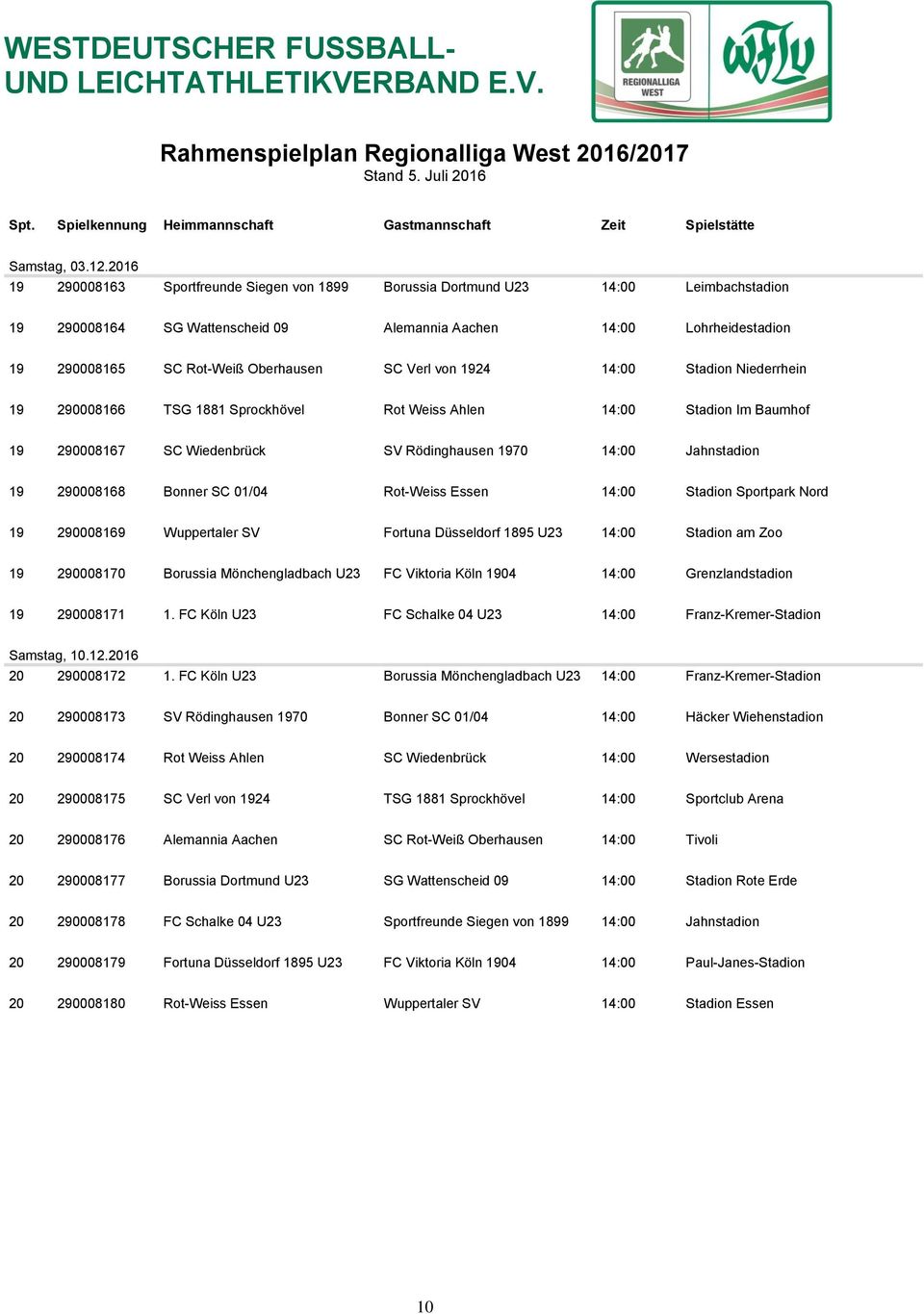 SC Verl von 1924 14:00 Stadion Niederrhein 19 290008166 TSG 1881 Sprockhövel Rot Weiss Ahlen 14:00 Stadion Im Baumhof 19 290008167 SC Wiedenbrück SV Rödinghausen 1970 14:00 Jahnstadion 19 290008168