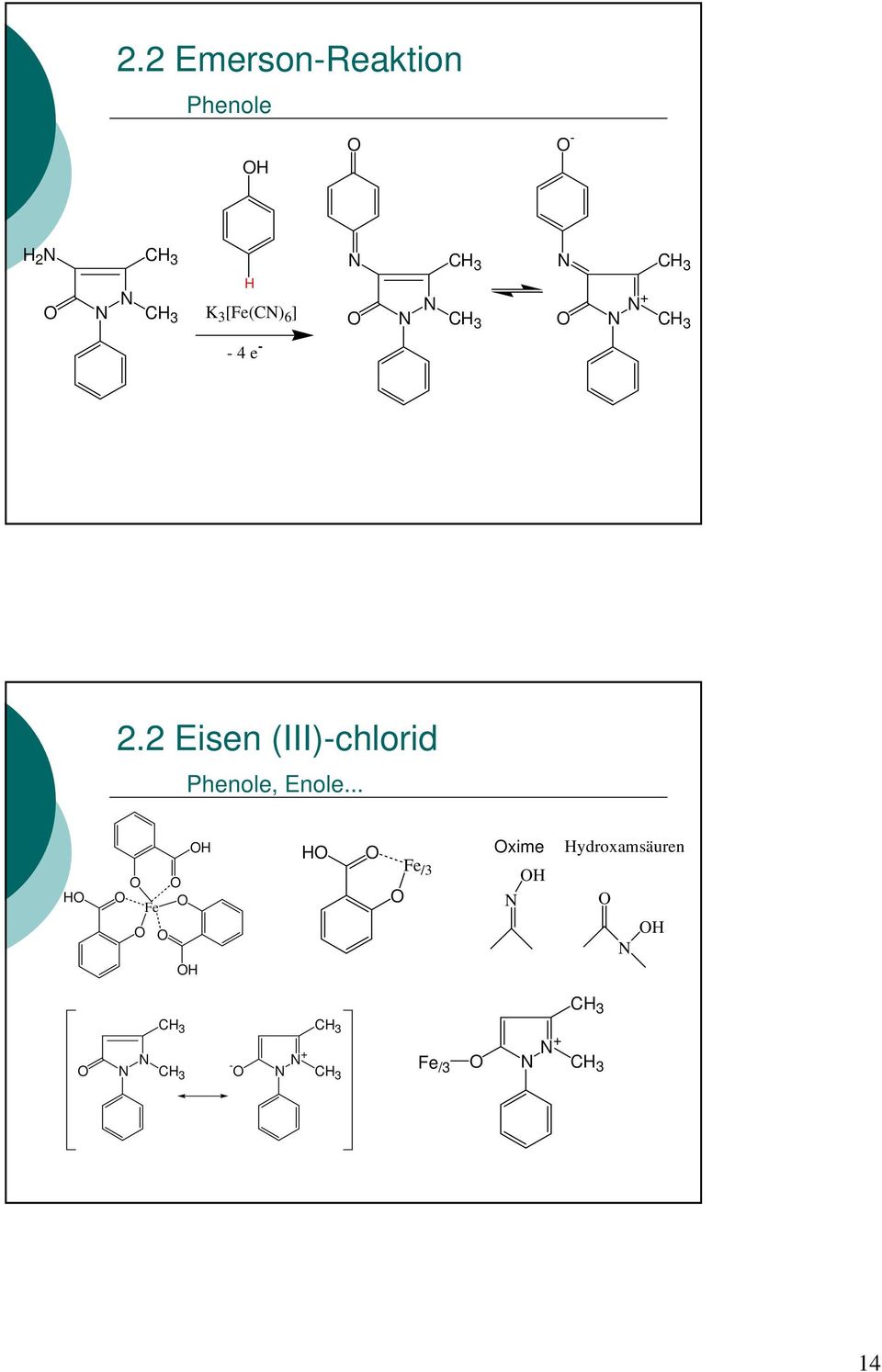 2 Eisen (III)-chlorid Phenole, Enole.