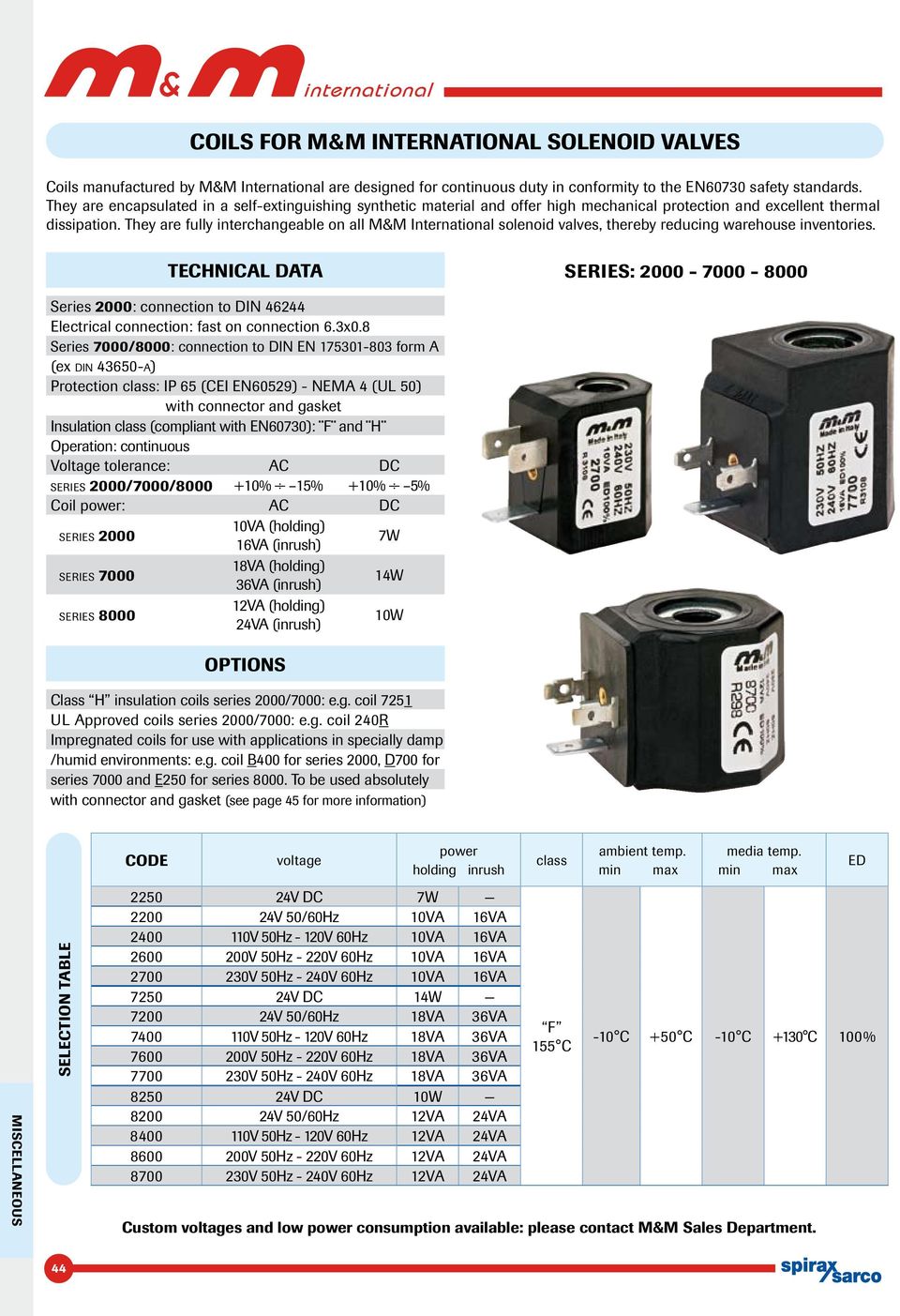 They are fully interchangeable on all M&M International solenoid valves, thereby reducing warehouse inventories.