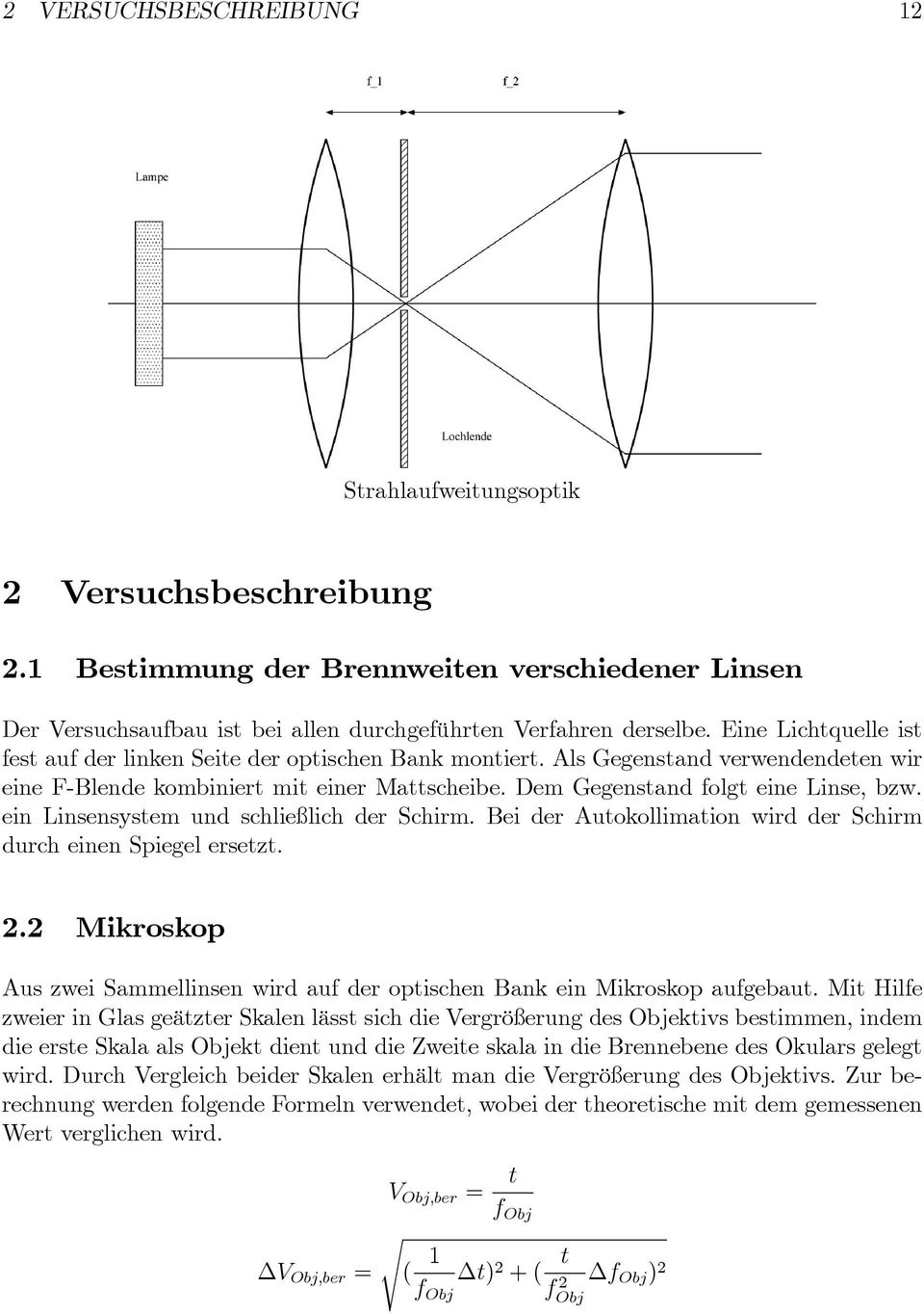 ein Linsensystem und schließlich der Schirm. Bei der Autokollimation wird der Schirm durch einen Spiegel ersetzt. 2.