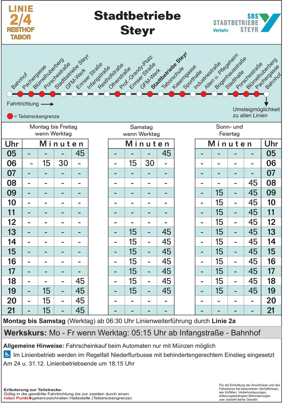 - - 45 - - 45 - - 45 - - 45 - - 45 - - 45 Montag bis (Werktag) ab :30