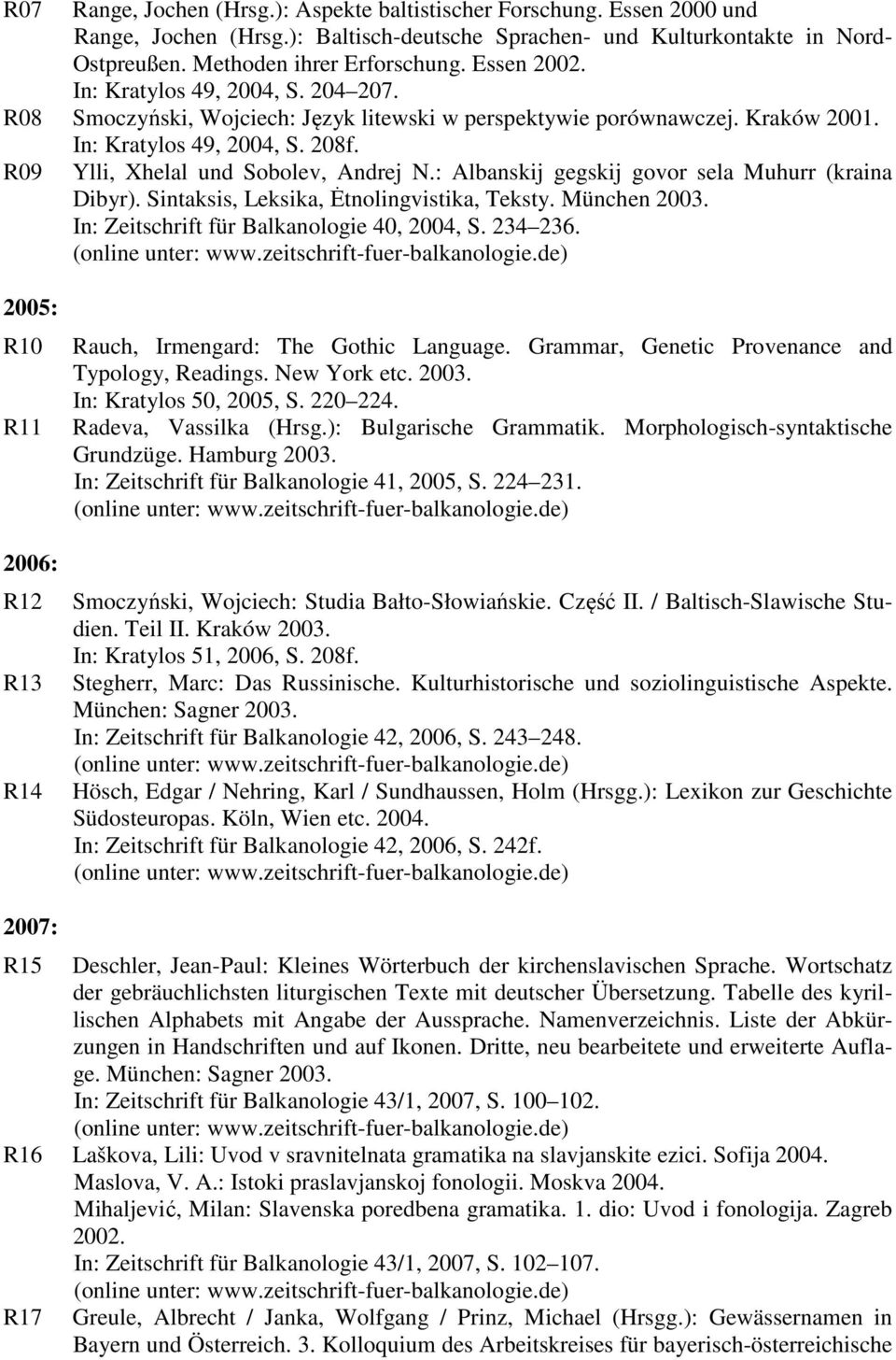 R09 Ylli, Xhelal und Sobolev, Andrej N.: Albanskij gegskij govor sela Muhurr (kraina Dibyr). Sintaksis, Leksika, Ėtnolingvistika, Teksty. München 2003. In: Zeitschrift für Balkanologie 40, 2004, S.