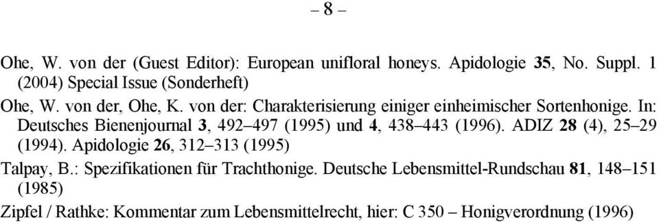 In: Deutsches Bienenjournal 3, 492 497 (1995) und 4, 438 443 (1996). ADIZ 28 (4), 25 29 (1994).