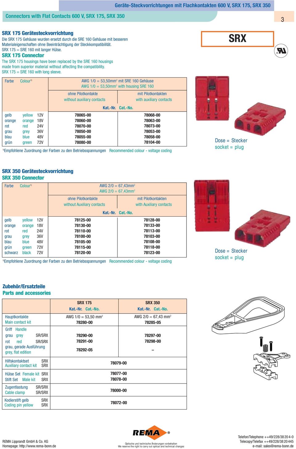 175 Connector The 175 housings have been replaced by the SRE 10 housings made from superior material without affecting the compatibility. 175 = SRE 10 with long sleeve.