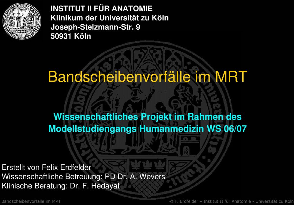 9 50931 Köln Wissenschaftliches Projekt im Rahmen des