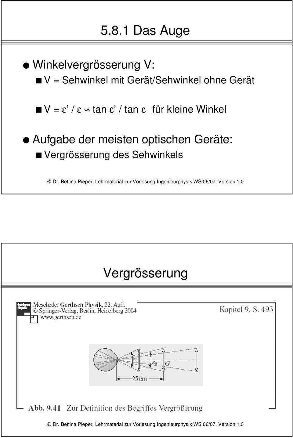 tan ε für kleine Winkel Aufgabe der meisten